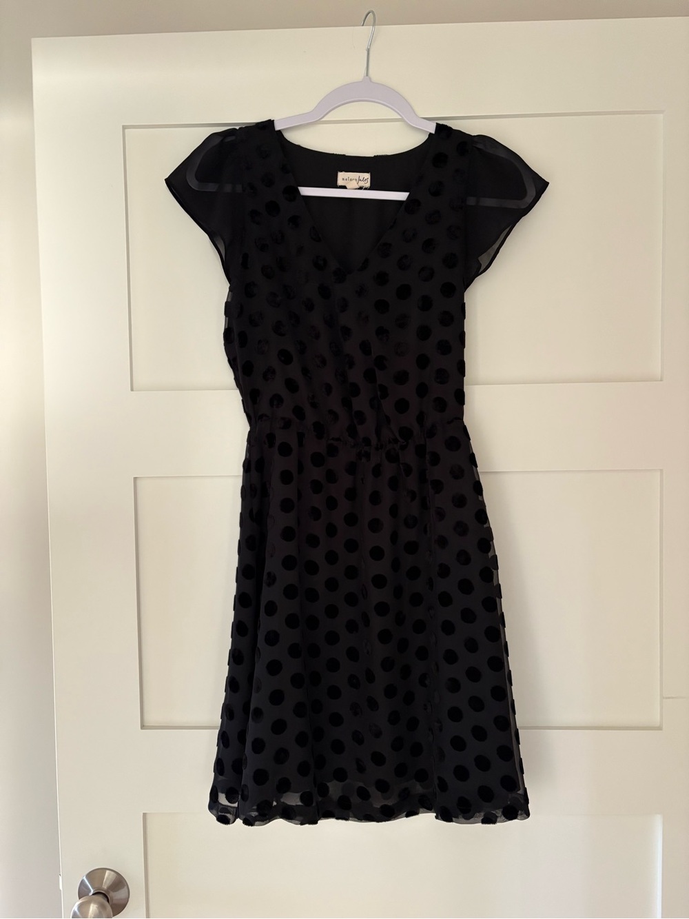 Maison Jules Black Polka Dot Chiffon Mini Dress